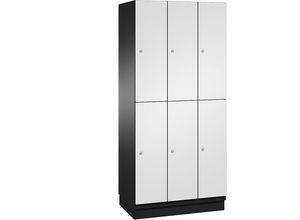 4059369694951 - CAMBIO Fächerschrank mit Garderobenstange 6 Fächer Korpus schwarzgrau   Tür lichtgrau Breite 900 mm