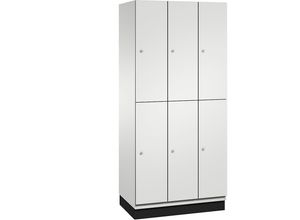 4059369448110 - CAMBIO Fächerschrank mit Garderobenstange 6 Fächer Korpus lichtgrau   Tür lichtgrau Breite 900 mm