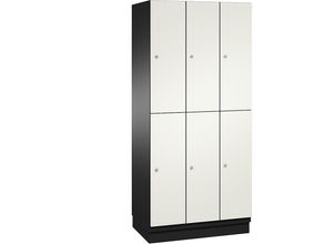 4059369448394 - CAMBIO Fächerschrank mit Garderobenstange 6 Fächer Korpus schwarzgrau   Tür reinweiß Breite 900 mm