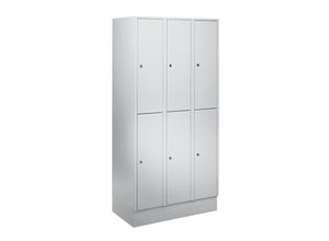 4250618209876 - Garderobenschrank mit Sockel HxBxT 1800 x 900 x 500 mm 6 Fächer lichtgrau