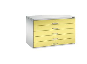 4062084478638 - CP 7100 Planschrank lichtgrau schwefelgelb 5 Schubladen 1100 x 765 x 760 cm