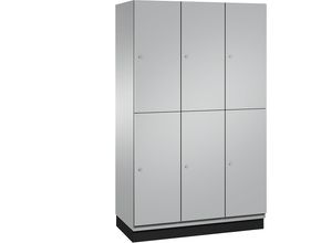 4059369695255 - CAMBIO Fächerschrank mit Garderobenstange 6 Fächer Korpus weißaluminium   Tür weißaluminium Breite 1200 mm