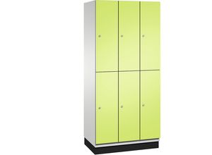 4059369448387 - CAMBIO Fächerschrank mit Garderobenstange 6 Fächer Korpus lichtgrau   Tür viridingrün Breite 900 mm