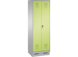 4059096752009 - EVOLO Wäsche-   Garderobenschrank 4 Fachböden Kleiderstange Abteile 2 x 300 mm mit Sockel weißaluminium   viridingrün