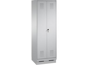 4059369879907 - EVOLO Wäsche-   Garderobenschrank 4 Fachböden Kleiderstange Abteile 2 x 300 mm mit Sockel weißaluminium   weißaluminium