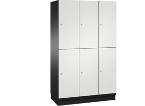 4059369695453 - CAMBIO Fächerschrank mit Garderobenstange 6 Fächer Korpus schwarzgrau   Tür lichtgrau Breite 1200 mm