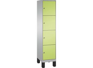 4056211568941 - EVOLO Fächerschrank mit Füßen 1 Abteil 4 Fächer Abteilbreite 400 mm weißaluminium   viridingrün