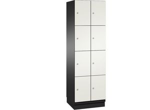 4060061200067 - CAMBIO Schließfachschrank mit HPL-Türen 8 Fächer Korpus schwarzgrau   Tür weiß Breite 600 mm