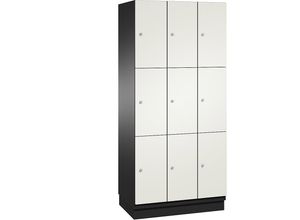 4060061199941 - CAMBIO Schließfachschrank mit HPL-Türen 9 Fächer Korpus schwarzgrau   Tür weiß Breite 900 mm