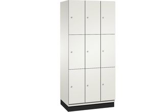 4060061199958 - CAMBIO Schließfachschrank mit HPL-Türen 9 Fächer Korpus reinweiß   Tür weiß Breite 900 mm