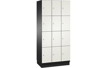 4060061200104 - CAMBIO Schließfachschrank mit HPL-Türen 12 Fächer Korpus schwarzgrau   Tür weiß Breite 900 mm