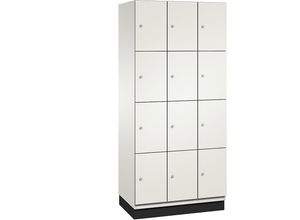 4060061200111 - CAMBIO Schließfachschrank mit HPL-Türen 12 Fächer Korpus reinweiß   Tür weiß Breite 900 mm