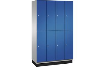 4059369696276 - CAMBIO Fächerschrank mit Garderobenstange 8 Fächer Korpus weißaluminium   Tür enzianblau