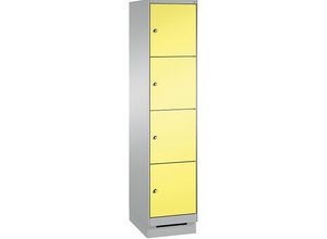 4056211572764 - EVOLO Fächerschrank mit Sockel 1 Abteil 4 Fächer Abteilbreite 400 mm weißaluminium   schwefelgelb