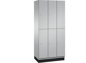 4059369694876 - CAMBIO Fächerschrank mit Garderobenstange 6 Fächer Korpus weißaluminium   Tür weißaluminium Breite 900 mm