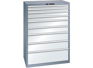 7612269045000 - LISTA Schubladenschrank 9 Schubladen BxTxH 1023 x 725 x 1450 mm grau metallic lichtgrau 7612269045000 - LISTA Schubladenschrank 9 Schubladen BxTxH 1023 x 725 x 1450 mm grau metallic lichtgrau