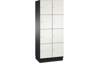 4060061200081 - CAMBIO Schließfachschrank mit HPL-Türen 8 Fächer Korpus schwarzgrau   Tür weiß Breite 800 mm