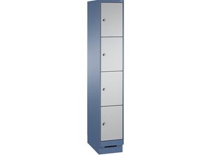 4056211572160 - EVOLO Fächerschrank mit Sockel 1 Abteil 4 Fächer Abteilbreite 300 mm fernblau   weißaluminium