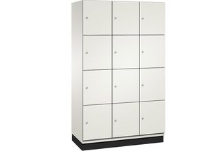 4060061200135 - CAMBIO Schließfachschrank mit HPL-Türen 12 Fächer Korpus reinweiß   Tür weiß Breite 1200 mm Fachhöhe 4625 mm