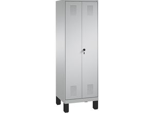 4056211597484 - EVOLO Wäsche-   Garderobenschrank 4 Fachböden Kleiderstange Abteile 2 x 300 mm mit Füßen weißaluminium   weißaluminium