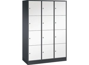 4062084595885 - 4er-Schließfachschrank Intro 3 Abteile schwarzgrau reinweiß BxT 1220 x 500 mm 4062084595885 - 4er-Schließfachschrank Intro 3 Abteile schwarzgrau reinweiß BxT 1220 x 500 mm