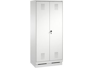 4056211317242 - EVOLO Wäsche-   Garderobenschrank 4 Fachböden Kleiderstange Abteile 2 x 400 mm mit Sockel lichtgrau