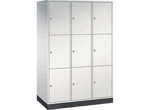 4025314696745 - INTRO Stahl-Schließfachschrank Fachhöhe 580 mm BxT 1220 x 600 mm 9 Fächer Korpus lichtgrau Türen lichtgrau