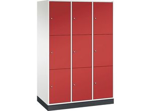 4061261148685 - INTRO Stahl-Schließfachschrank Fachhöhe 580 mm BxT 1220 x 600 mm 9 Fächer Korpus reinweiß Türen feuerrot 4061261148685 - INTRO Stahl-Schließfachschrank Fachhöhe 580 mm BxT 1220 x 600 mm 9 Fächer Korpus reinweiß Türen feuerrot