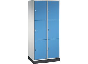 4052574377510 - INTRO Stahl-Schließfachschrank Fachhöhe 580 mm BxT 820 x 500 mm 6 Fächer Korpus lichtgrau Türen lichtblau