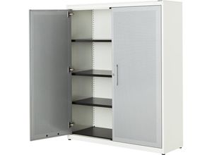 4250633331323 - mauser Flügeltürenschrank akustisch wirksam HxBxT 1516 x 1200 x 432 mm 3 Fachböden reinweiß   weißaluminium