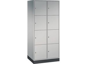 4061261148906 - INTRO Stahl-Schließfachschrank Fachhöhe 435 mm BxT 820 x 600 mm 8 Fächer Korpus weißaluminium Türen weißaluminium