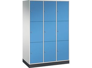 4025314696677 - INTRO Stahl-Schließfachschrank Fachhöhe 580 mm BxT 1220 x 600 mm 9 Fächer Korpus lichtgrau Türen lichtblau