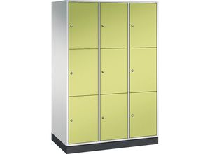 4061261148616 - INTRO Stahl-Schließfachschrank Fachhöhe 580 mm BxT 1220 x 600 mm 9 Fächer Korpus lichtgrau Türen viridingrün