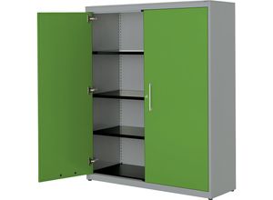 4250633328866 - mauser Flügeltürenschrank HxB 1516 x 1200 mm Stahlplatte 3 Fachböden weißaluminium   gelbgrün   weißaluminium