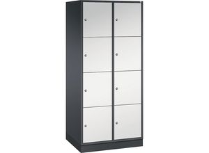 4050646901168 - INTRO Stahl-Schließfachschrank Fachhöhe 435 mm BxT 820 x 600 mm 8 Fächer Korpus schwarzgrau Türen lichtgrau