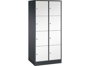 4052574988242 - INTRO Stahl-Schließfachschrank Fachhöhe 435 mm BxT 820 x 600 mm 8 Fächer Korpus schwarzgrau Türen reinweiß