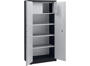 4025314210590 - Stahlschrank feuerfest gemäß DIN 4102 HxBxT 1950 x 930 x 500 mm schwarzgrau lichtgrau mit Schließfach