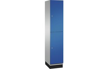 4059369453077 - CAMBIO Fächerschrank mit Garderobenstange 2 Fächer Korpus weißaluminium   Tür enzianblau Breite 400 mm