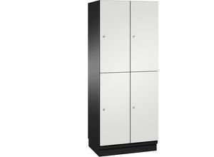 4059369643577 - CAMBIO Fächerschrank mit Garderobenstange 4 Fächer Korpus schwarzgrau   Tür lichtgrau Breite 800 mm