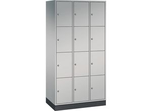 4025314701531 - INTRO Stahl-Schließfachschrank Fachhöhe 435 mm BxT 920 x 500 mm 12 Fächer Korpus weißaluminium Türen weißaluminium