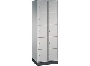 4025314919745 - INTRO Stahl-Schließfachschrank Fachhöhe 345 mm BxT 620 x 500 mm 10 Fächer Korpus weißaluminium Türen weißaluminium