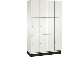 4060061199996 - CAMBIO Schließfachschrank mit HPL-Türen 12 Fächer Korpus reinweiß   Tür weiß Breite 1200 mm Fachhöhe 6166 mm