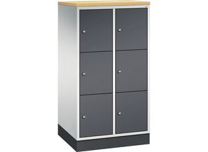 4056211037270 - INTRO Stahl-Schließfachschrank Fachhöhe 345 mm BxT 620 x 500 mm 6 Fächer Korpus lichtgrau Türen schwarzgrau