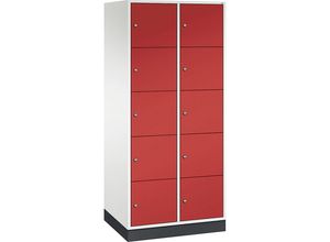 4061261151616 - INTRO Stahl-Schließfachschrank Fachhöhe 345 mm BxT 820 x 600 mm 10 Fächer Korpus reinweiß Türen feuerrot