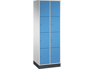 4025314699647 - INTRO Stahl-Schließfachschrank Fachhöhe 435 mm BxT 620 x 500 mm 8 Fächer Korpus lichtgrau Türen lichtblau