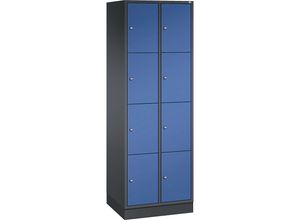 4061261144243 - INTRO Stahl-Schließfachschrank Fachhöhe 435 mm BxT 620 x 500 mm 8 Fächer Korpus schwarzgrau Türen enzianblau