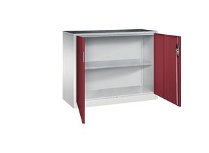 4062084810599 - Werkstatt-Beistellschrank mit Flügeltüren Breite x Tiefe 1200 x 500 mm lichtgrau rubinrot 4062084810599 - Werkstatt-Beistellschrank mit Flügeltüren Breite x Tiefe 1200 x 500 mm lichtgrau rubinrot