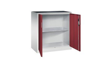 4062084810476 - Werkstatt-Beistellschrank mit Flügeltüren Breite x Tiefe 930 x 500 mm lichtgrau   rubinrot