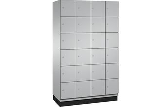 4059369469795 - CAMBIO Schließfachschrank mit Stahlblech-Türen 24 Fächer Breite 1200 mm Korpus weißaluminium   Tür weißaluminium