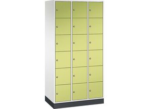 4061261146513 - INTRO Stahl-Schließfachschrank Fachhöhe 285 mm BxT 920 x 500 mm 18 Fächer Korpus reinweiß Türen viridingrün